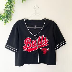 Chicago Bulls NBA Basketball Women's Black Red Cropped Jersey Shirt 66
